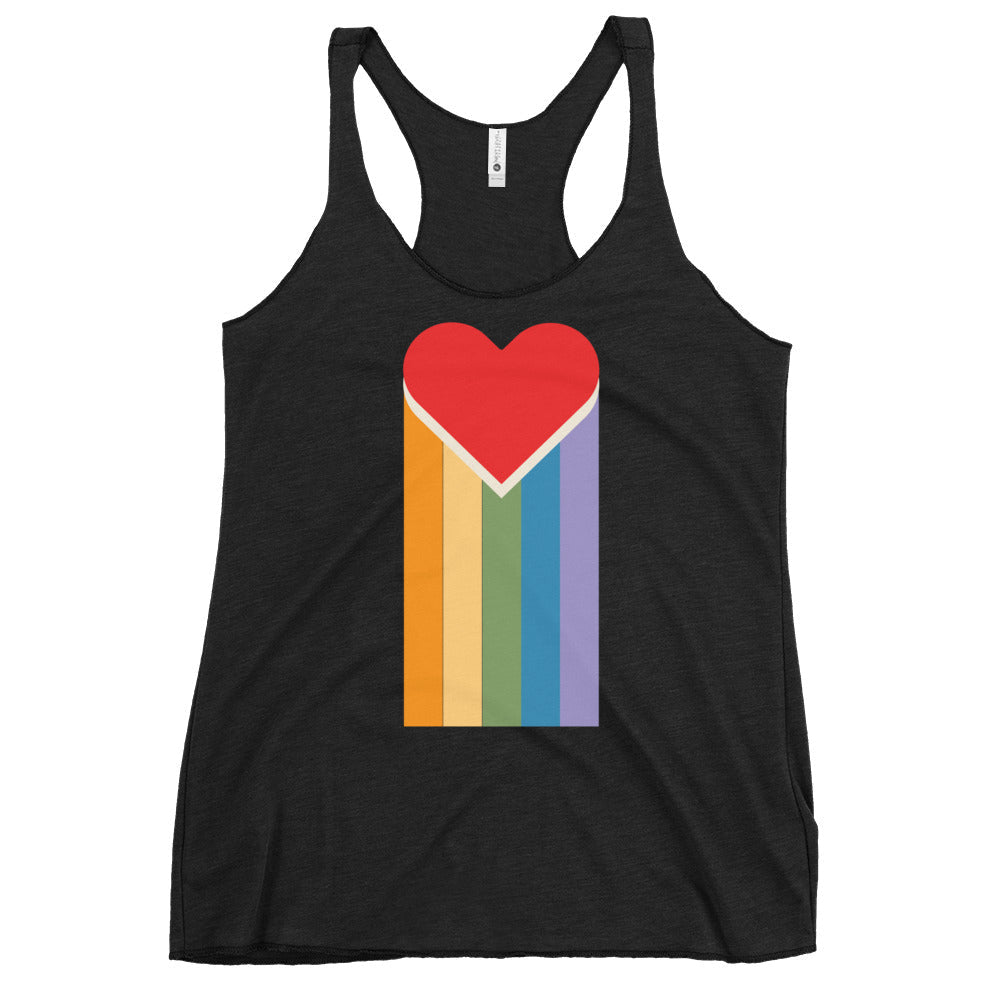 Bleeding Rainbow Heart Women's Tank Top - Vintage Black - LGBTPride.com
