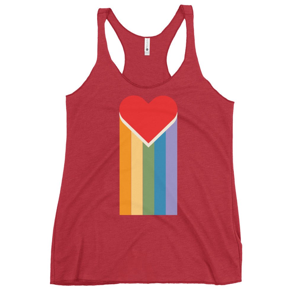 Bleeding Rainbow Heart Women's Tank Top - Vintage Red - LGBTPride.com