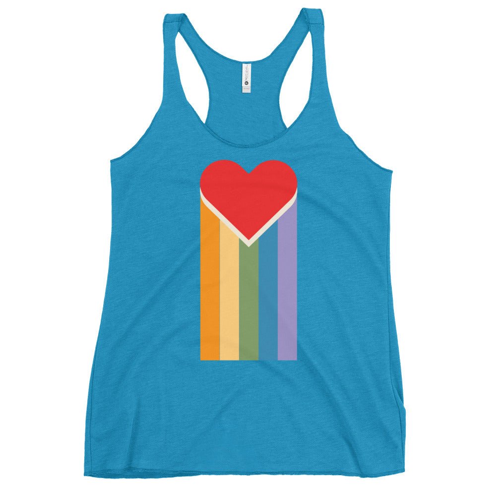 Bleeding Rainbow Heart Women's Tank Top - Vintage Turquoise - LGBTPride.com