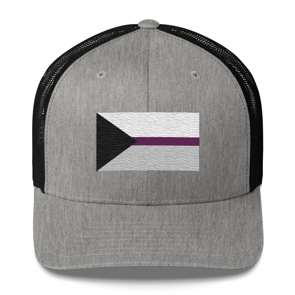 Demisexual Pride Flag Trucker Hat - Heather/ Black - LGBTPride.com