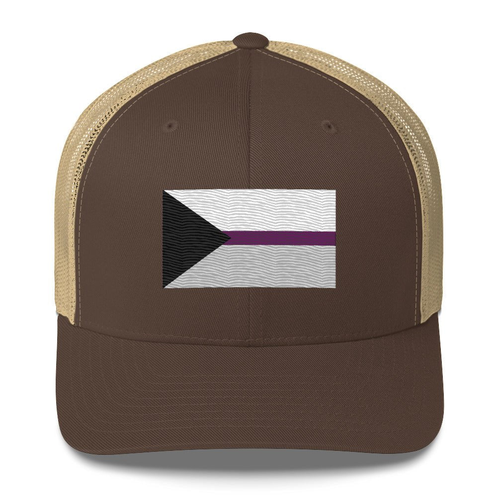 Demisexual Pride Flag Trucker Hat - Brown/ Khaki - LGBTPride.com
