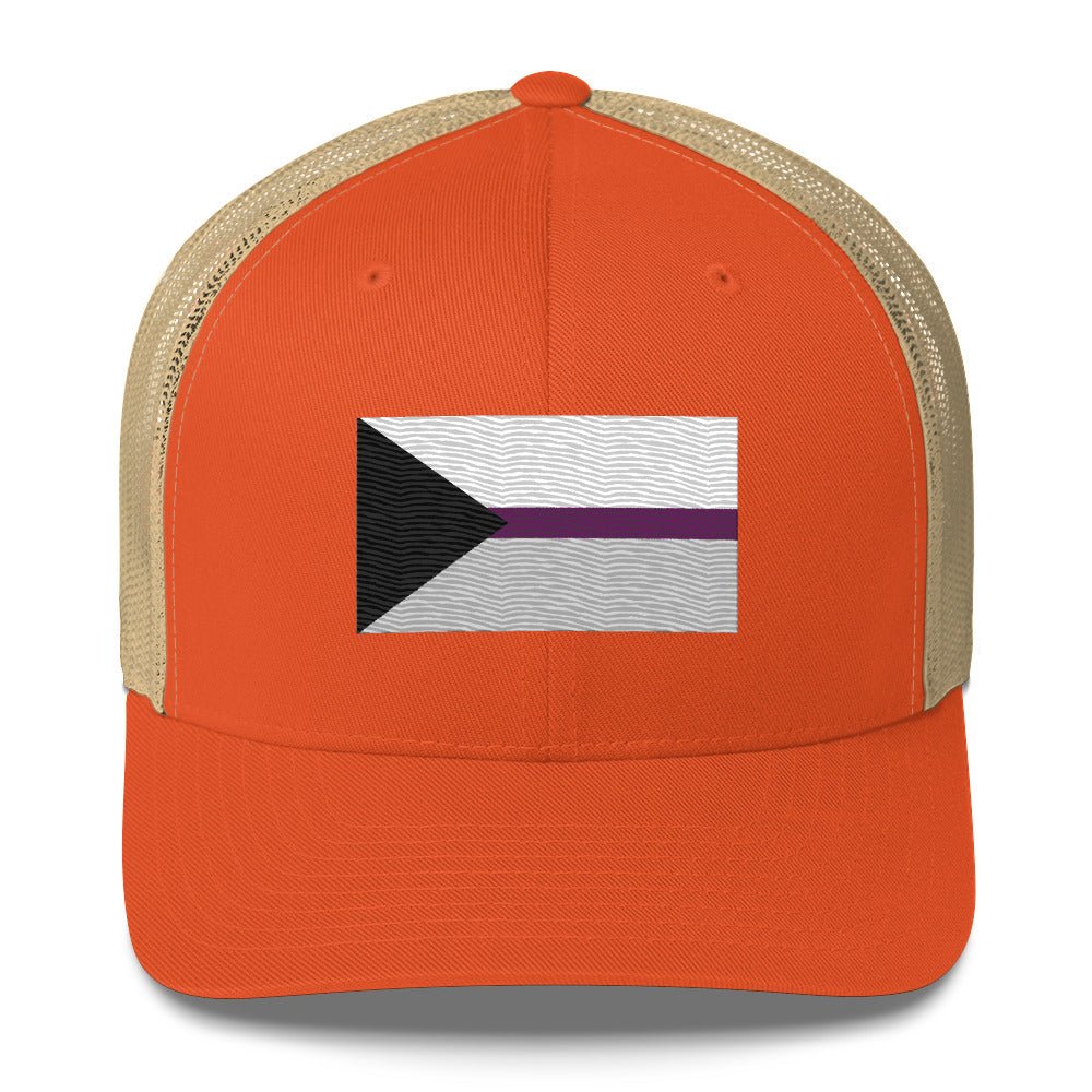 Demisexual Pride Flag Trucker Hat - Rustic Orange/ Khaki - LGBTPride.com