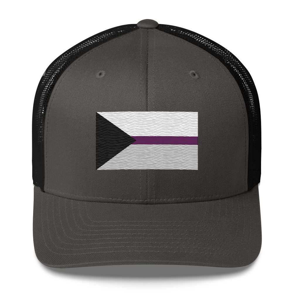 Demisexual Pride Flag Trucker Hat - Charcoal/ Black - LGBTPride.com