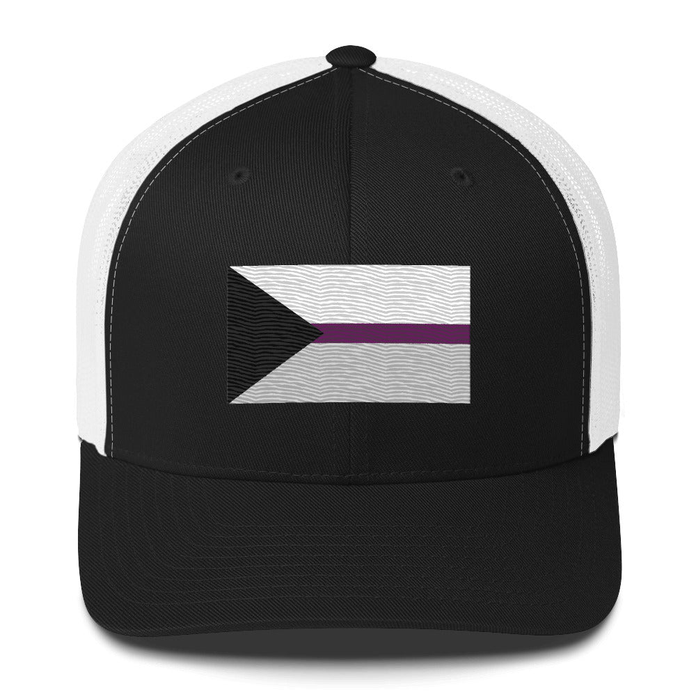 Demisexual Pride Flag Trucker Hat - Black/ White - LGBTPride.com