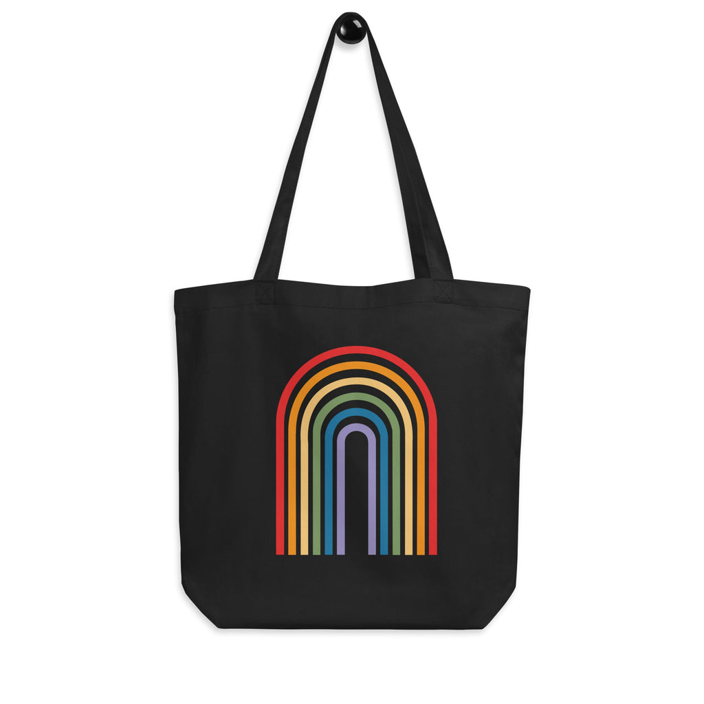 Eco Tote Bag - Retro Rainbow - Black - LGBTPride.com