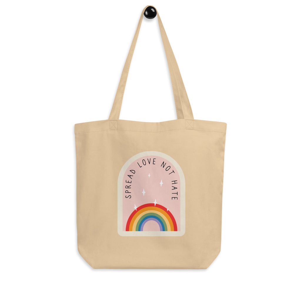 Eco Tote Bag - Spread Love Not Hate Rainbow - Oyster - LGBTPride.com