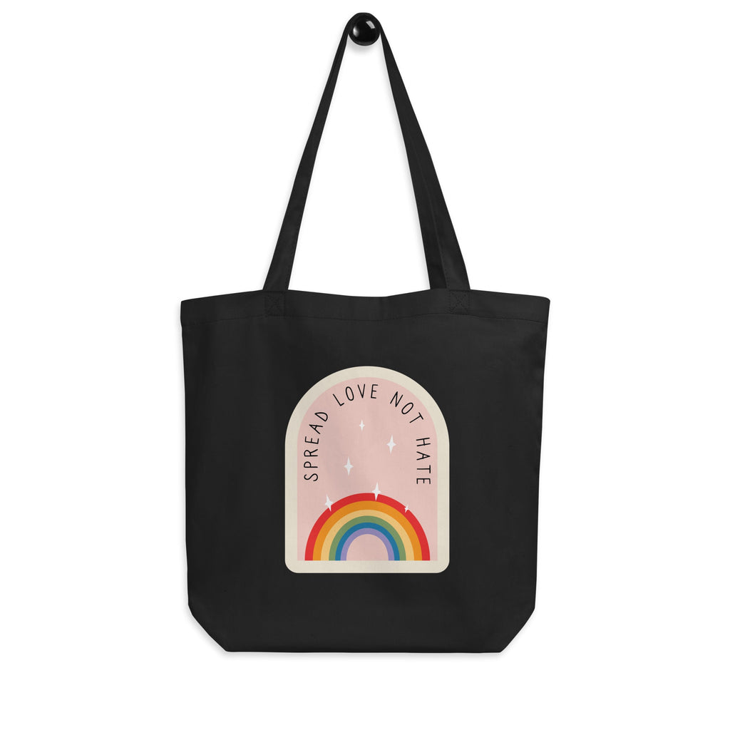 Eco Tote Bag - Spread Love Not Hate Rainbow - Black - LGBTPride.com
