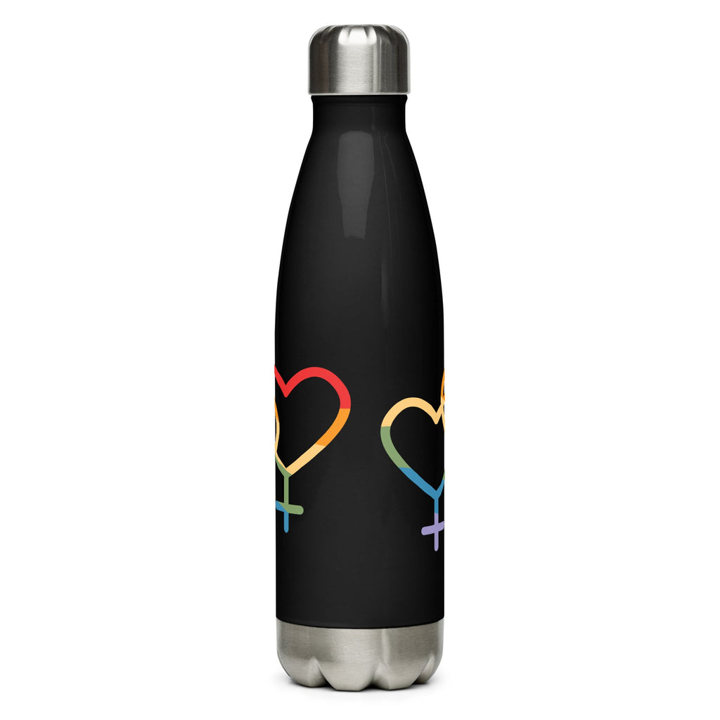 F4F Love Stainless Steel Water Bottle - Black - LGBTPride.com