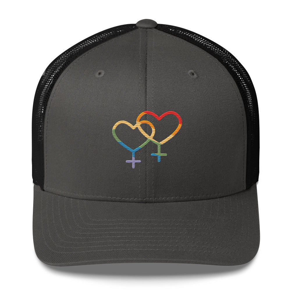 F4F Love Trucker Hat - Charcoal/ Black - LGBTPride.com