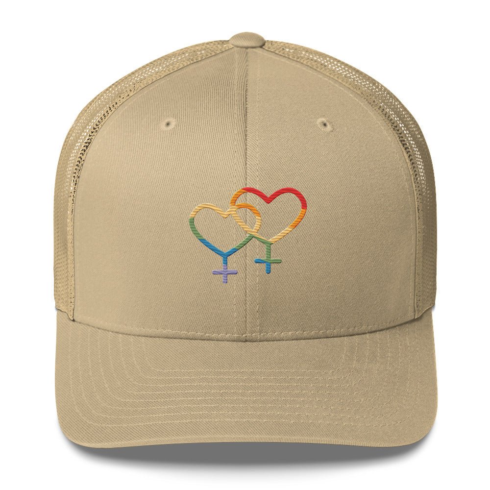 F4F Love Trucker Hat - Khaki - LGBTPride.com