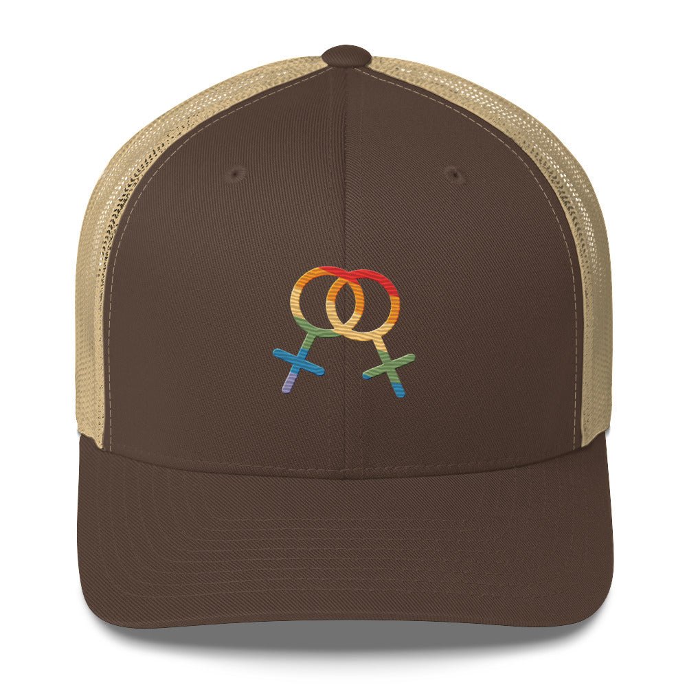F4F Pride Trucker Hat - Brown/ Khaki - LGBTPride.com