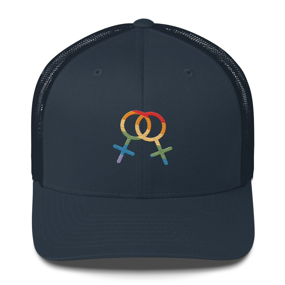 F4F Pride Trucker Hat - Navy - LGBTPride.com