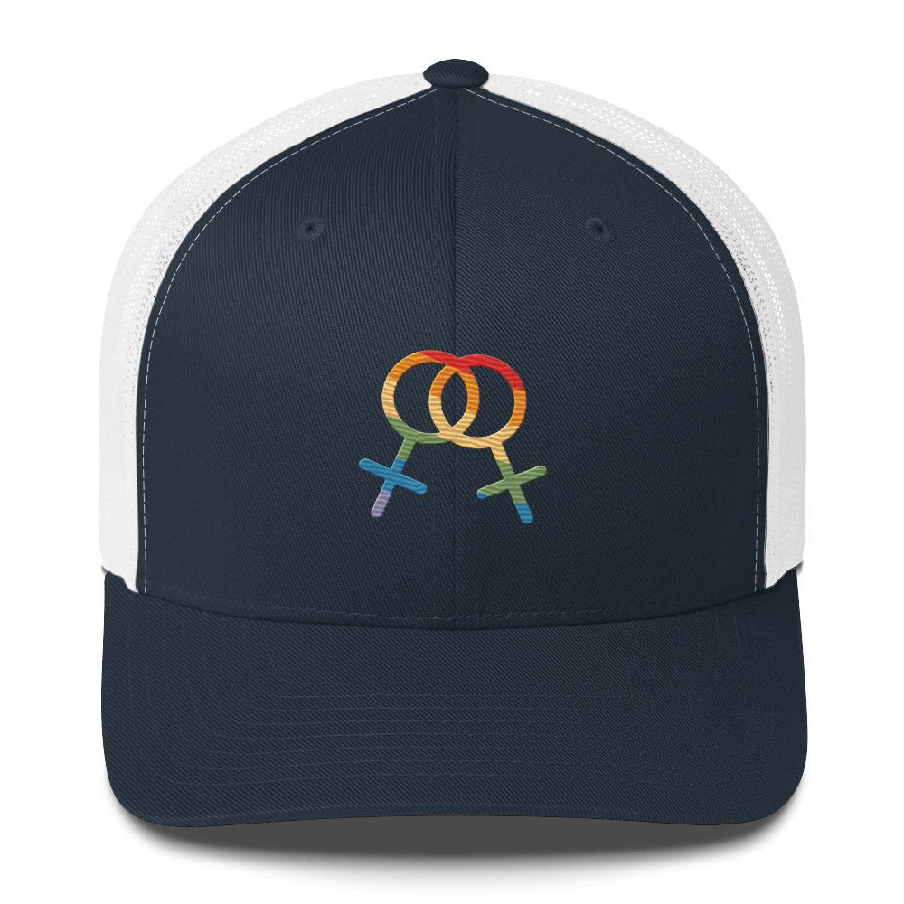 F4F Pride Trucker Hat - Navy/ White - LGBTPride.com