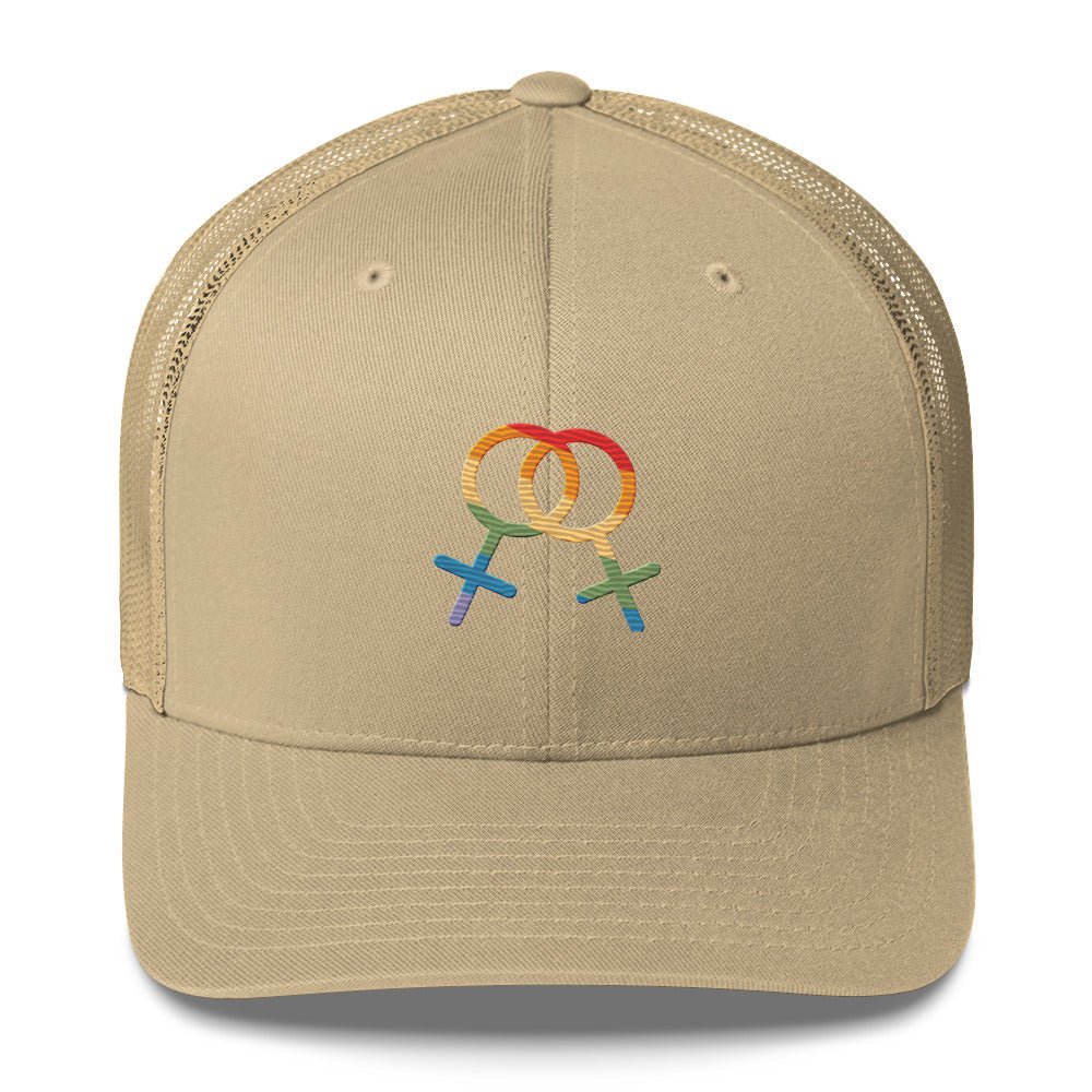 F4F Pride Trucker Hat - Khaki - LGBTPride.com