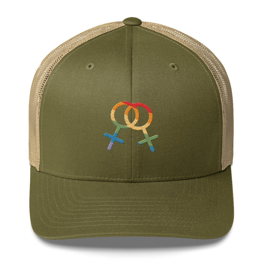 F4F Pride Trucker Hat - Moss/ Khaki - LGBTPride.com