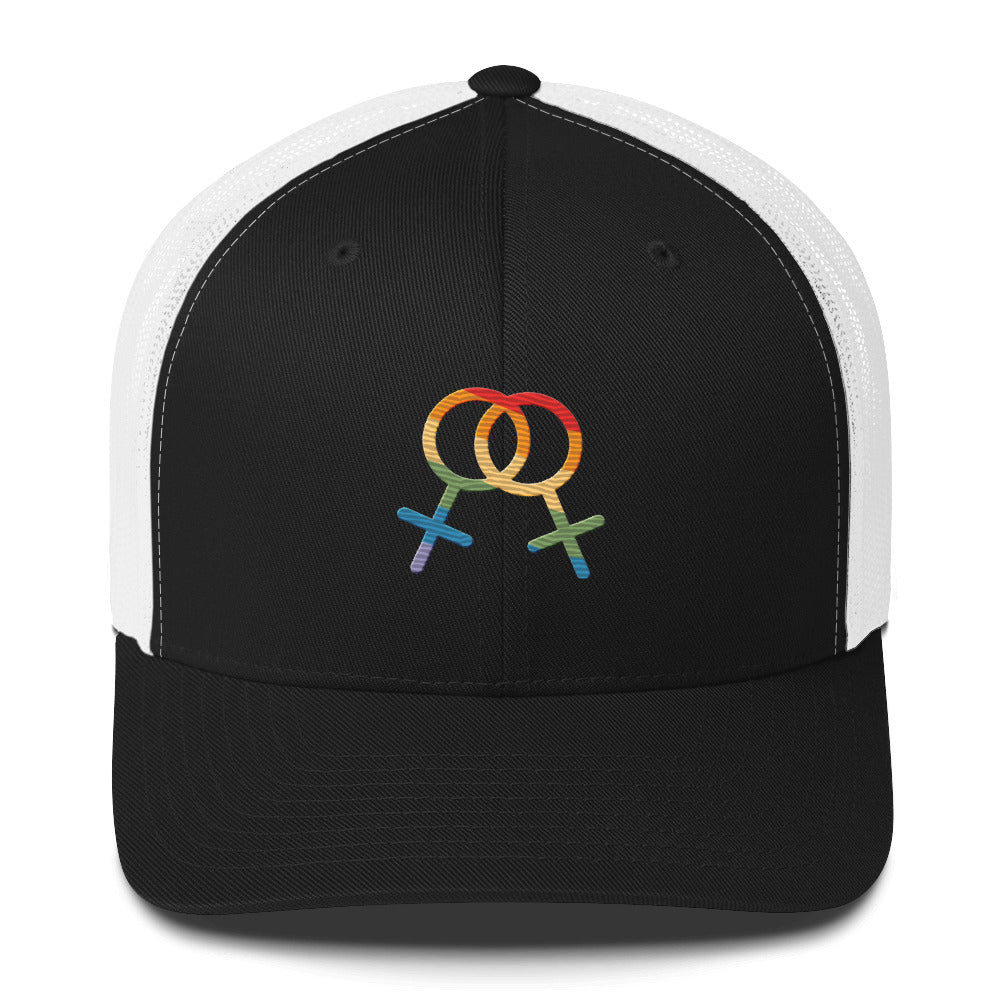 F4F Pride Trucker Hat - Black/ White - LGBTPride.com