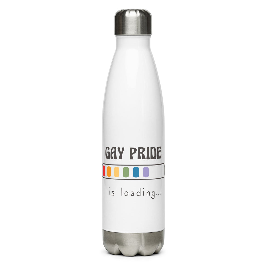 Gay Pride Loading Stainless Steel Water Bottle - White - LGBTPride.com
