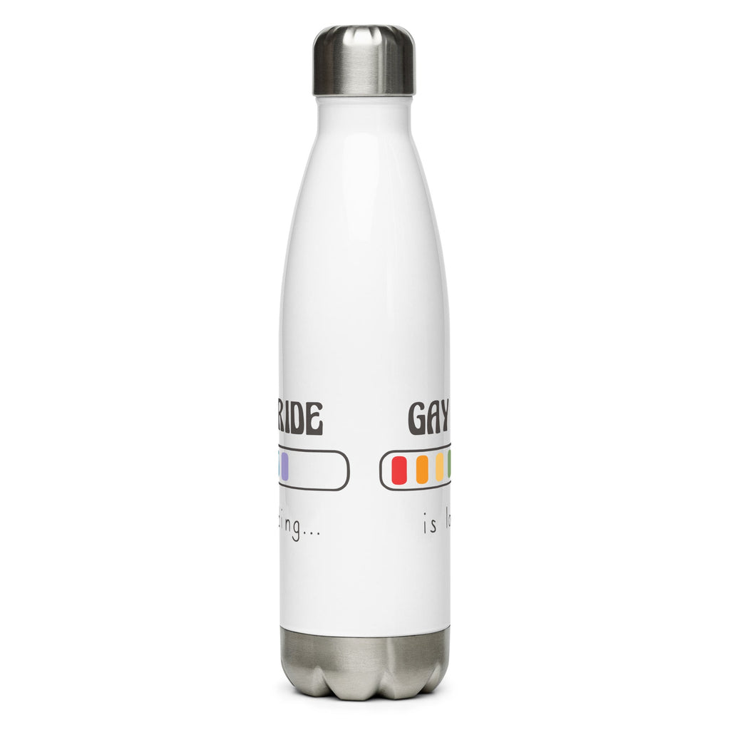Gay Pride Loading Stainless Steel Water Bottle - White - LGBTPride.com