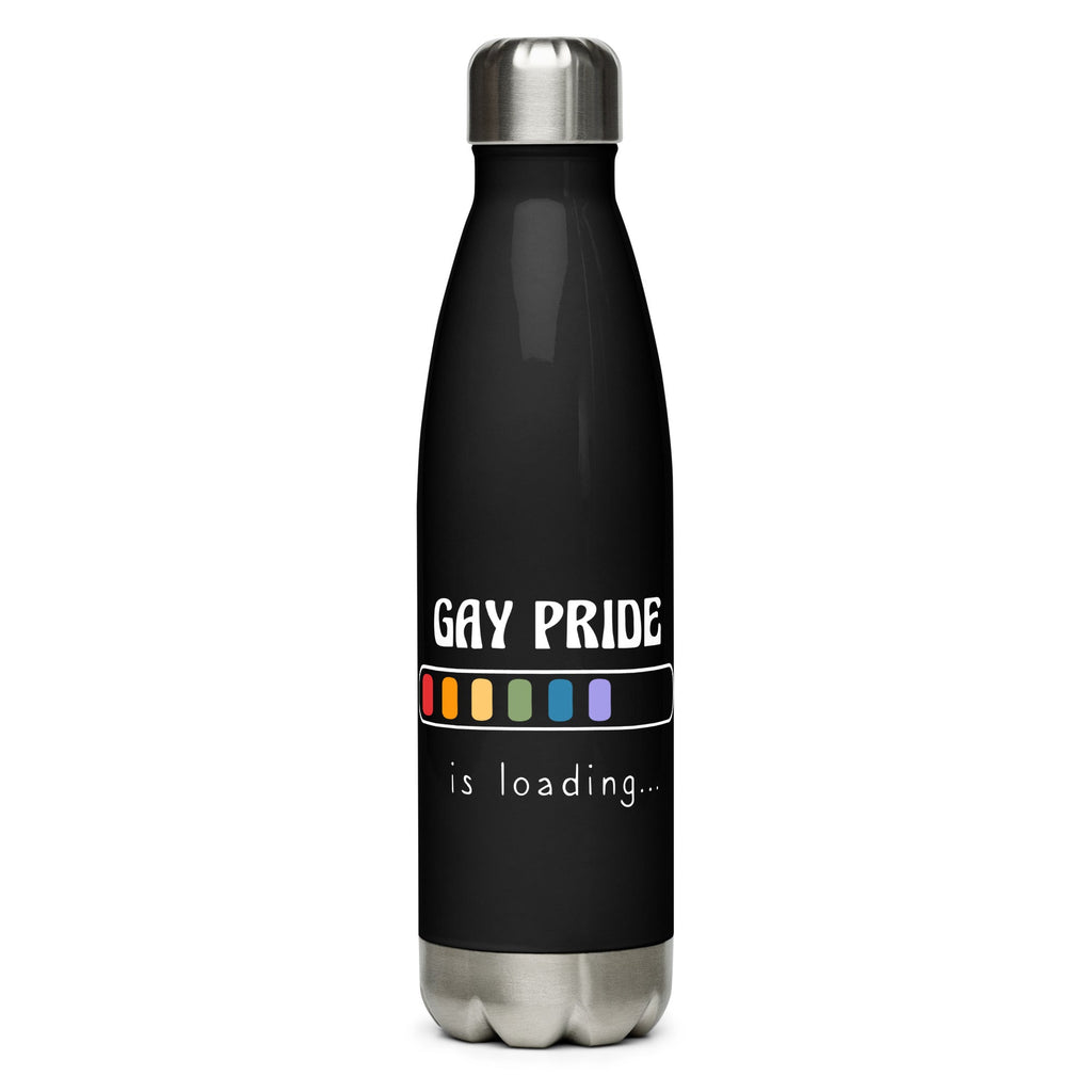 Gay Pride Loading Stainless Steel Water Bottle - Black - LGBTPride.com