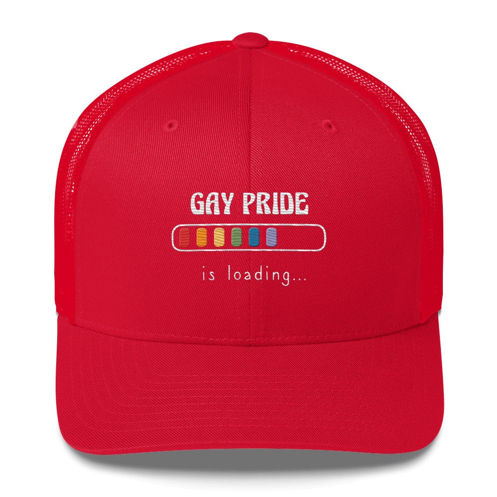 Gay Pride Loading Trucker Hat - Red - LGBTPride.com