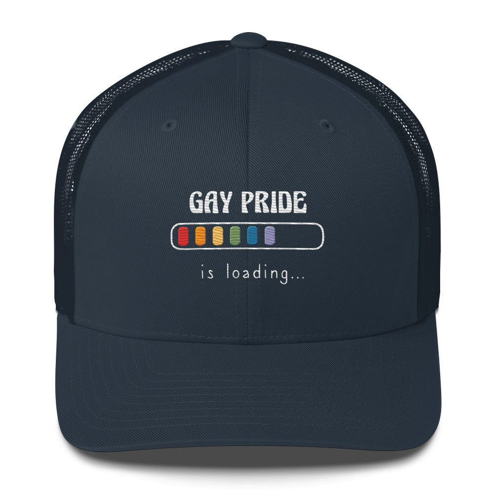 Gay Pride Loading Trucker Hat - Navy - LGBTPride.com