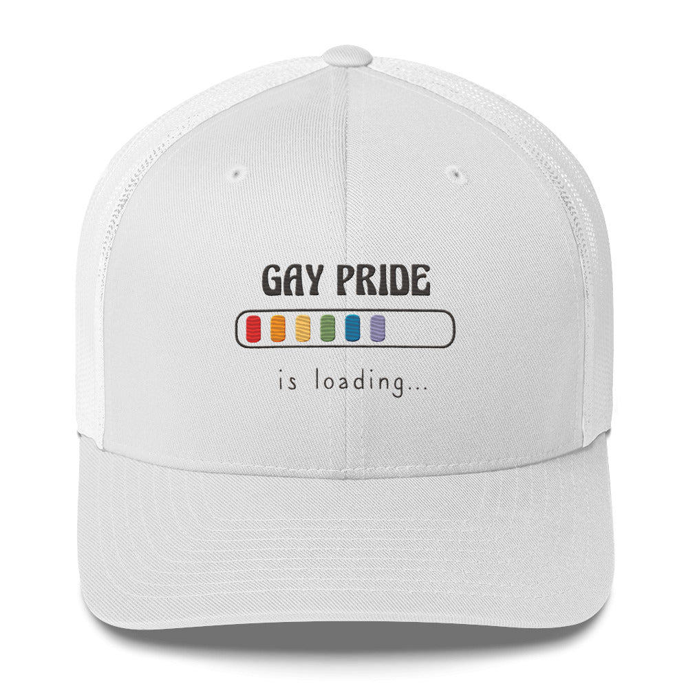 Gay Pride Loading Trucker Hat - White - LGBTPride.com