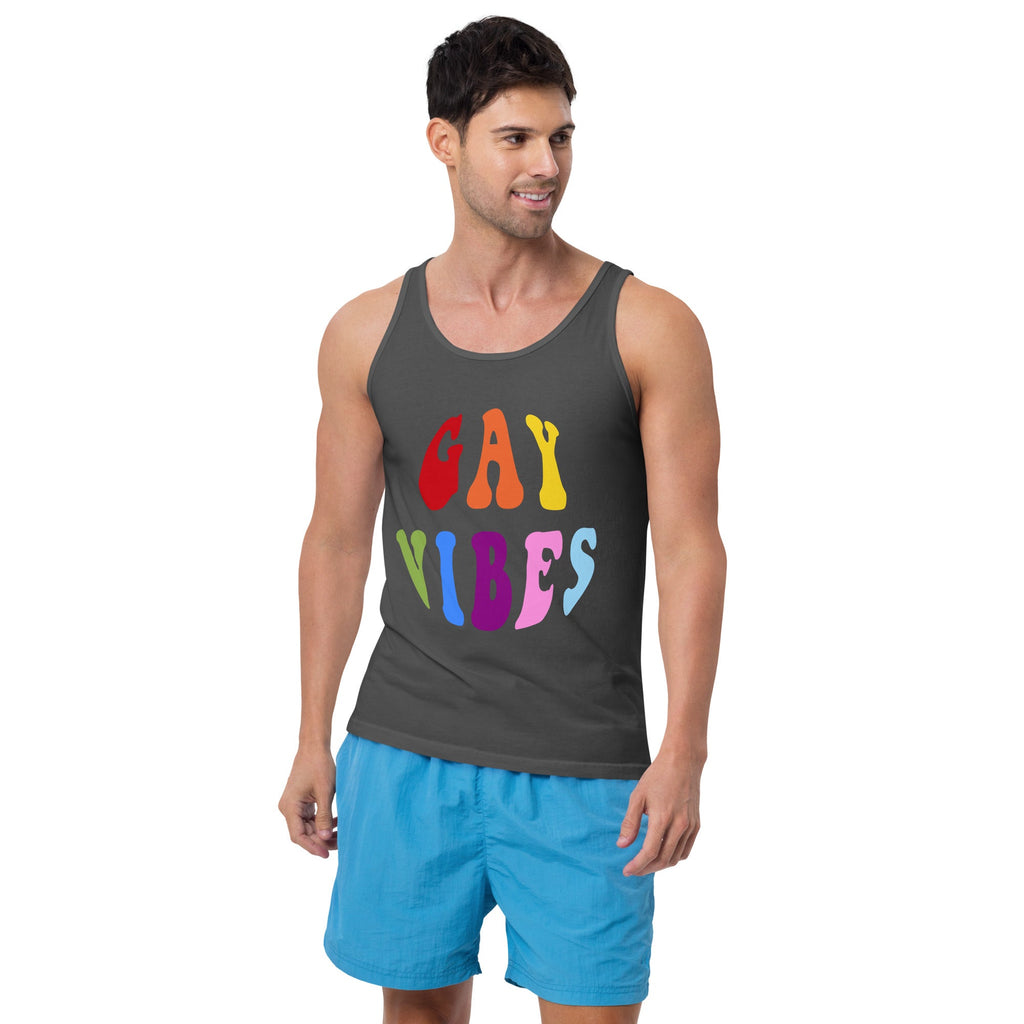 Gay Vibes Men's Tank Top - Asphalt - LGBTPride.com
