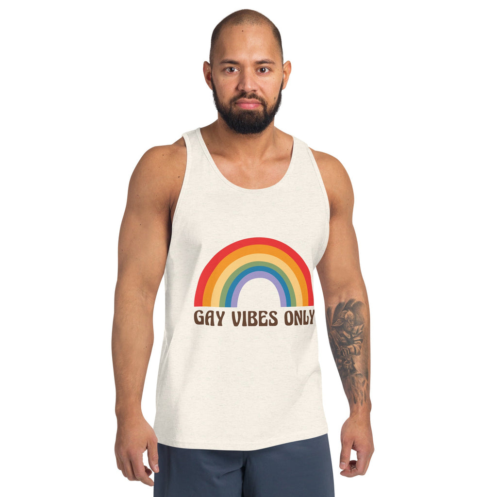 Gay Vibes Only Men's Tank Top - Oatmeal Triblend - LGBTPride.com