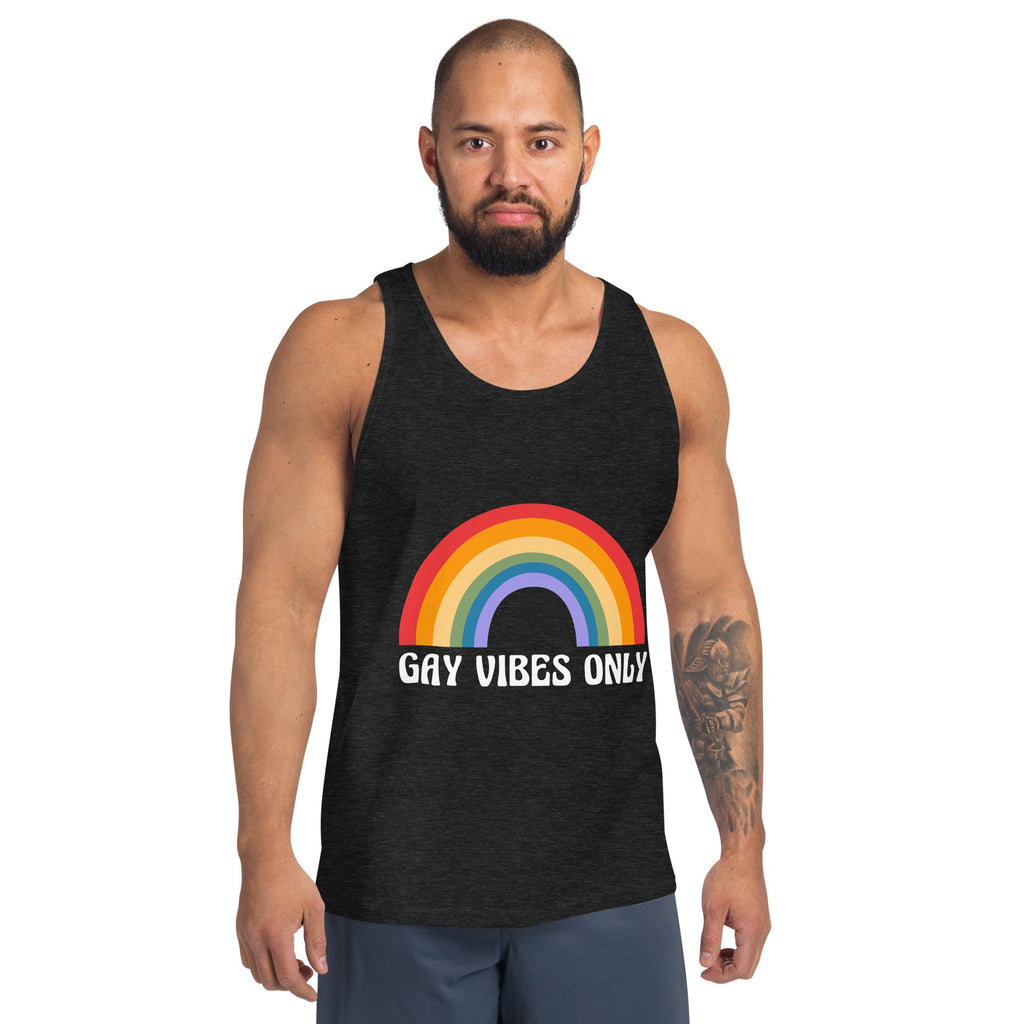Gay Vibes Only Men's Tank Top - Charcoal-Black Triblend - LGBTPride.com