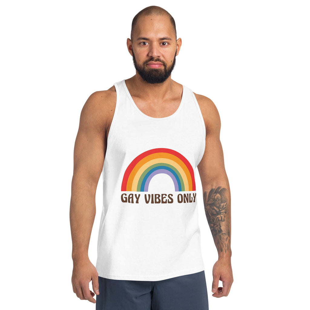 Gay Vibes Only Men's Tank Top - White - LGBTPride.com