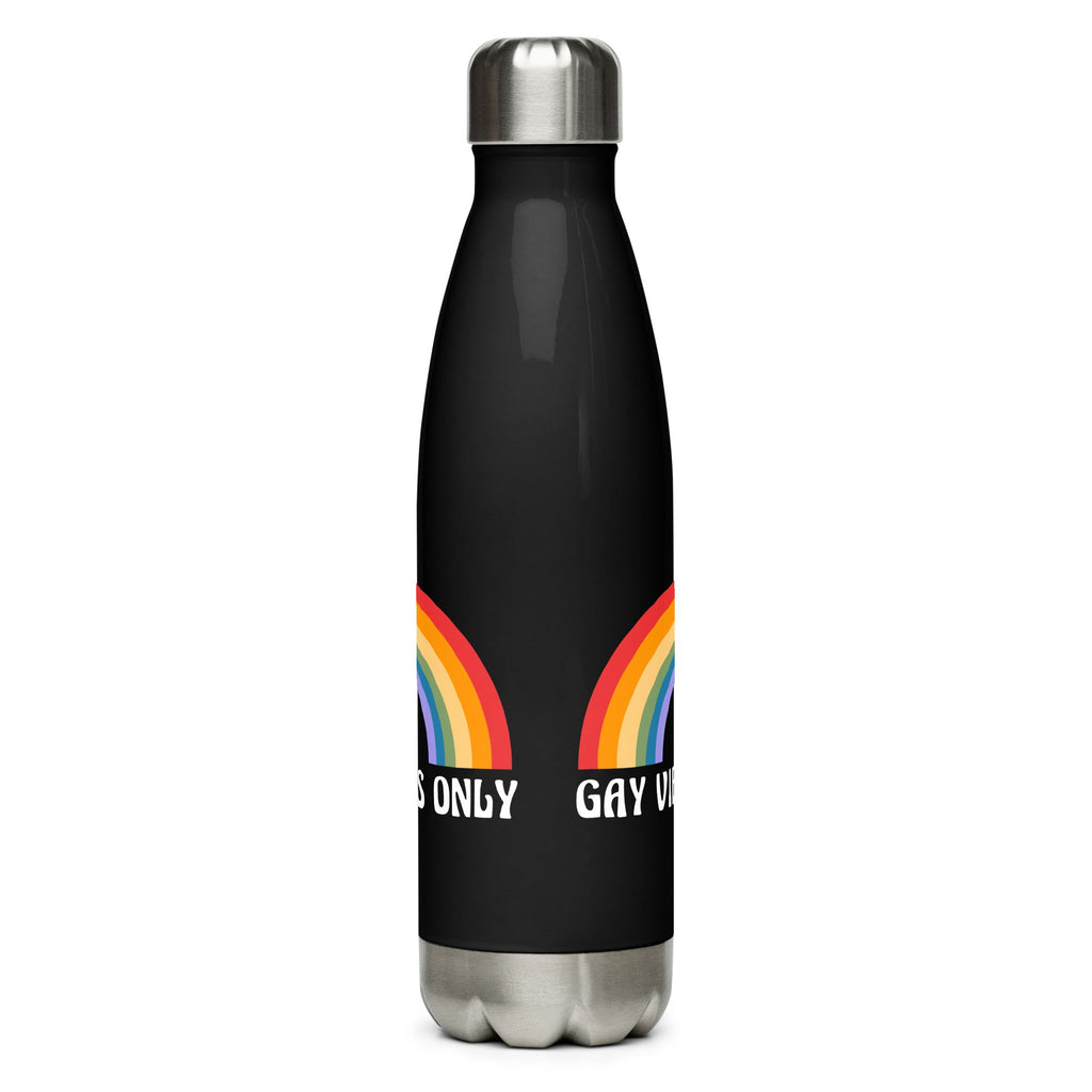 Gay Vibes Only Stainless Steel Water Bottle - Black - LGBTPride.com