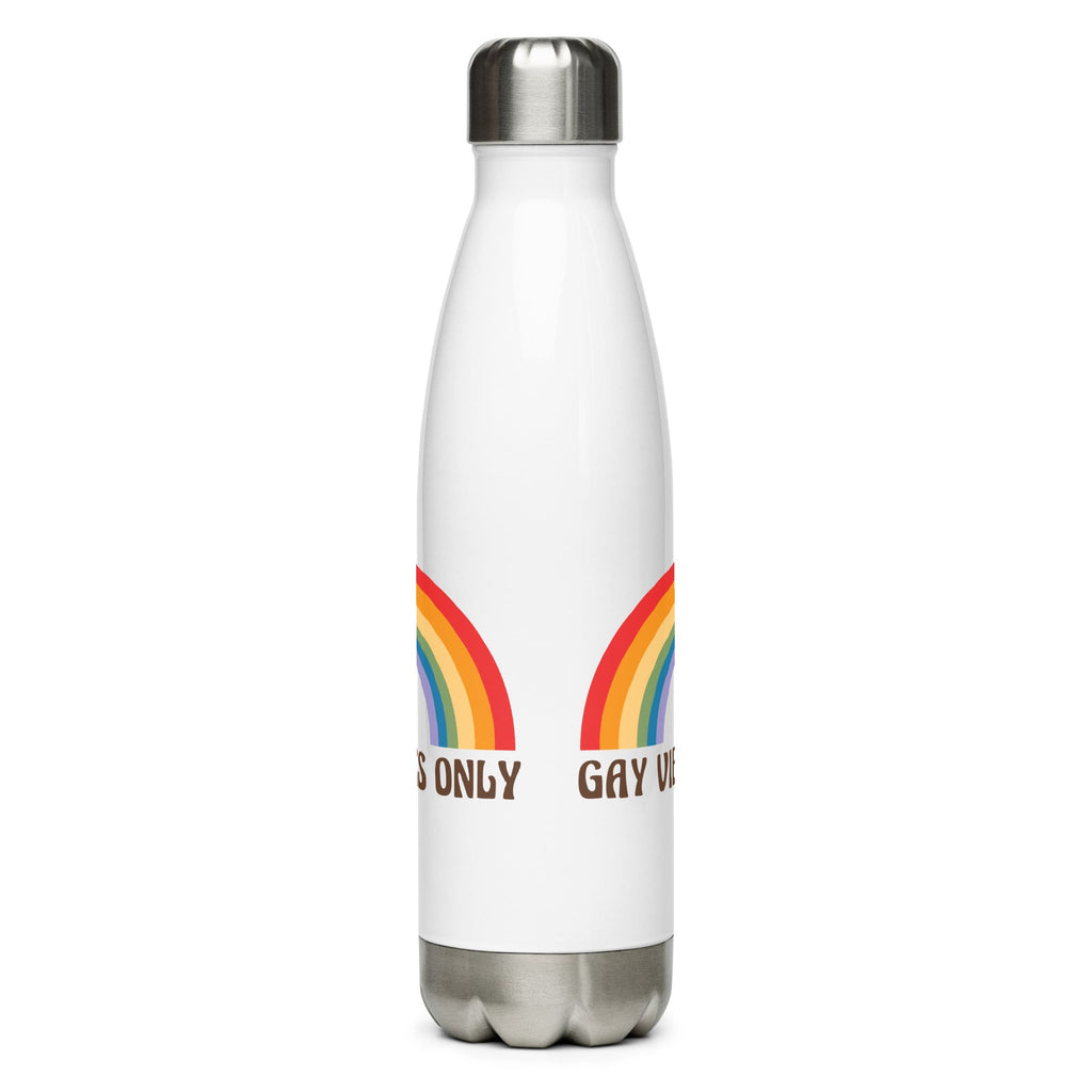 Gay Vibes Only Stainless Steel Water Bottle - White - LGBTPride.com
