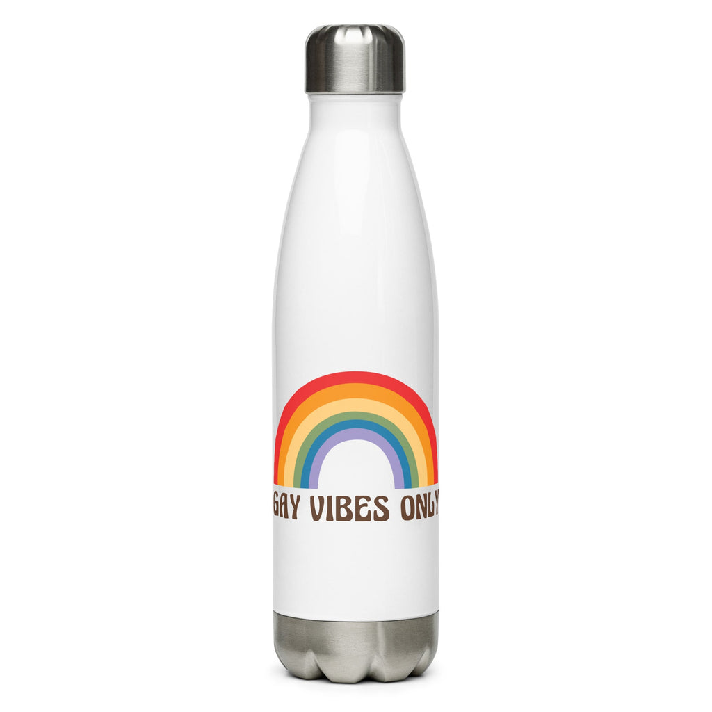 Gay Vibes Only Stainless Steel Water Bottle - White - LGBTPride.com