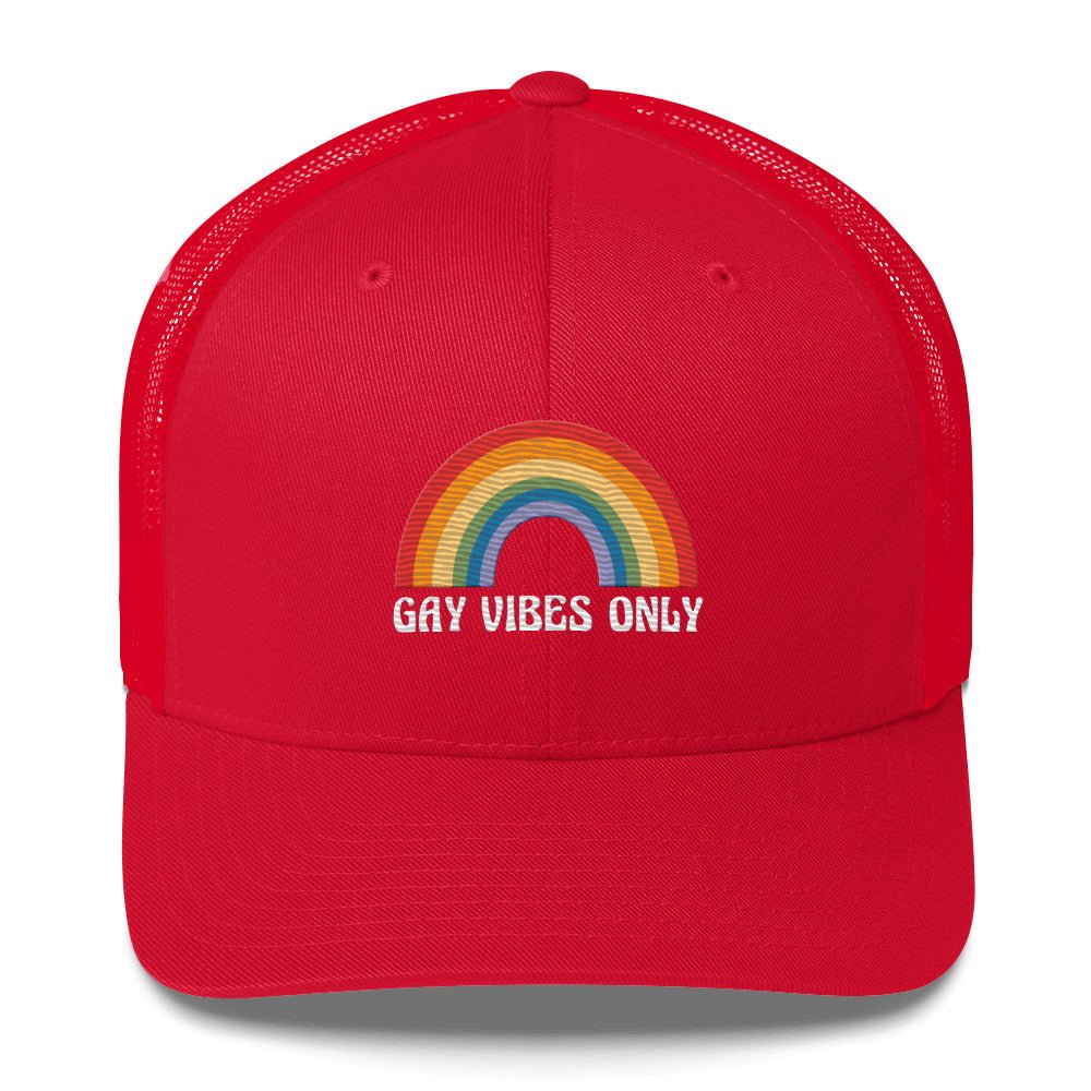 Gay Vibes Only Trucker Hat - Red - LGBTPride.com