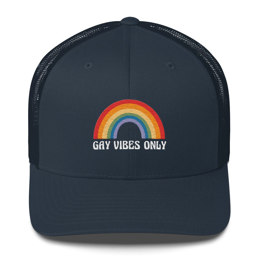 Gay Vibes Only Trucker Hat - Navy - LGBTPride.com