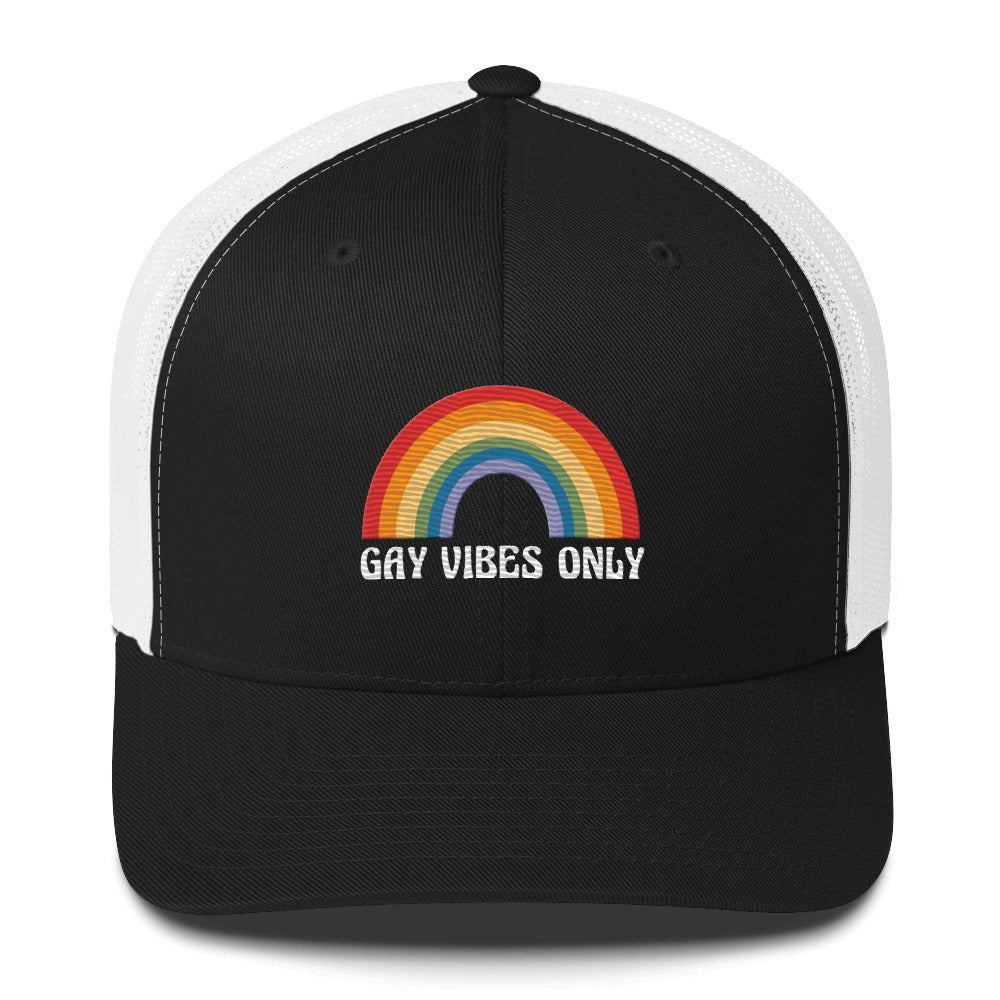 Gay Vibes Only Trucker Hat - Black/ White - LGBTPride.com