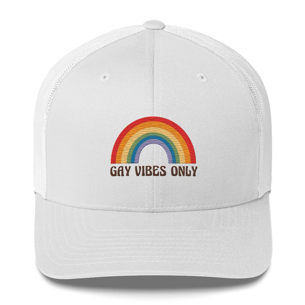 Gay Vibes Only Trucker Hat - White - LGBTPride.com