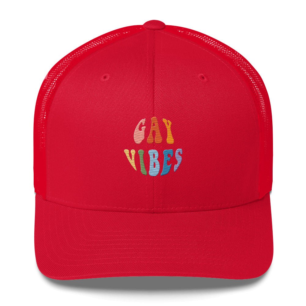 Gay Vibes Trucker Hat - Red - LGBTPride.com