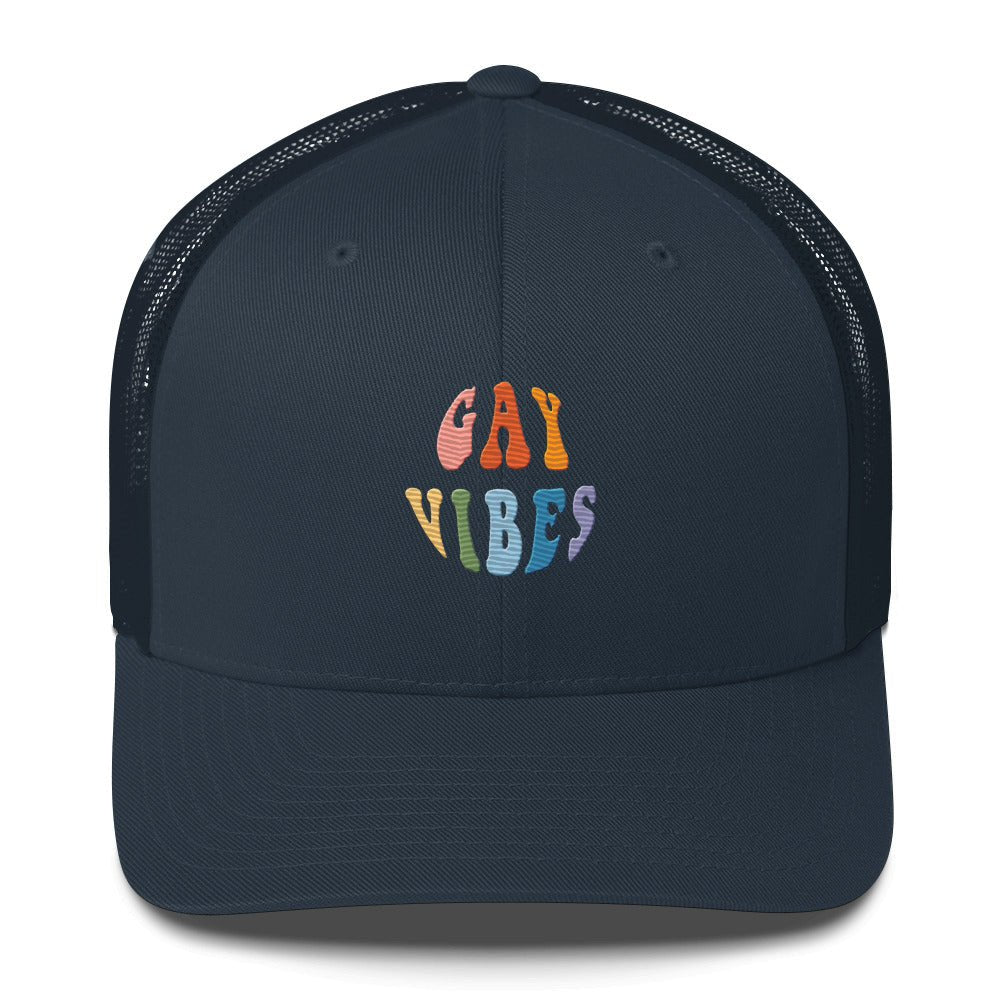 Gay Vibes Trucker Hat - Navy - LGBTPride.com