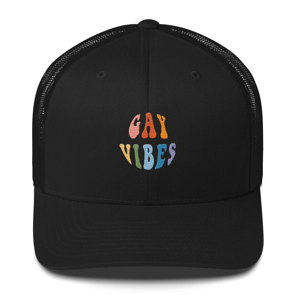 Gay Vibes Trucker Hat - Black - LGBTPride.com