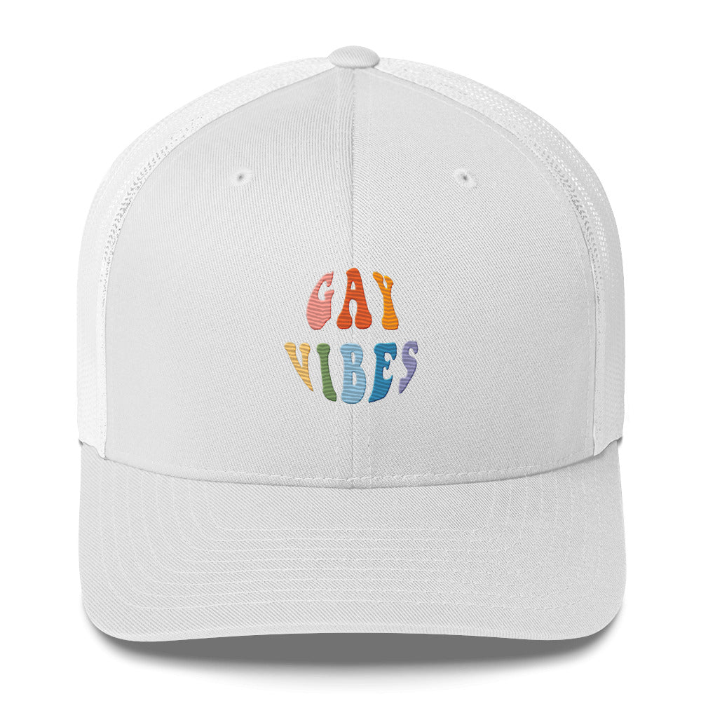 Gay Vibes Trucker Hat - White - LGBTPride.com