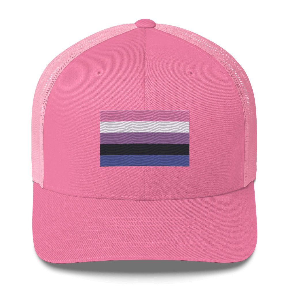 Genderfluid Pride Flag Trucker Hat - Pink - LGBTPride.com