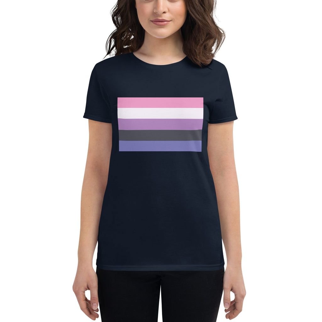 Genderfluid Pride Flag Women's T-Shirt - Navy - LGBTPride.com