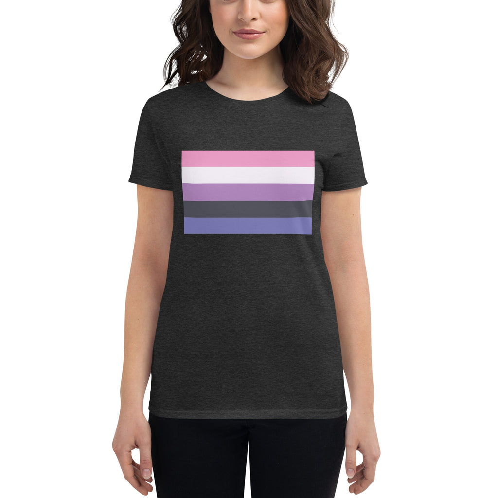 Genderfluid Pride Flag Women's T-Shirt - Heather Dark Grey - LGBTPride.com
