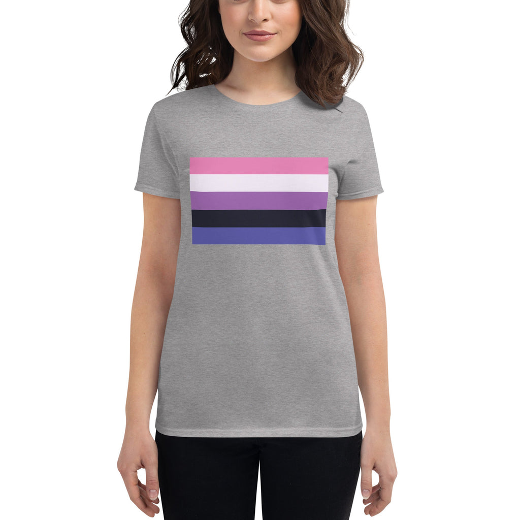 Genderfluid Pride Flag Women's T-Shirt - Heather Grey - LGBTPride.com