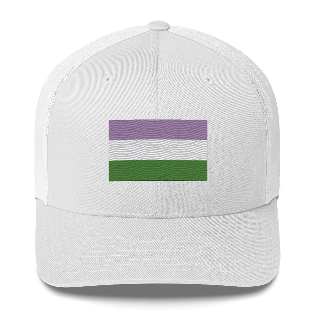 Genderqueer Pride Flag Trucker Hat - White - LGBTPride.com