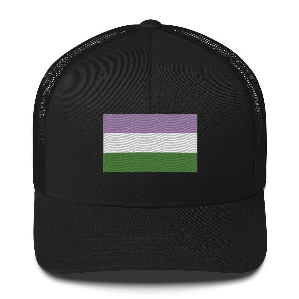 Genderqueer Pride Flag Trucker Hat - Black - LGBTPride.com