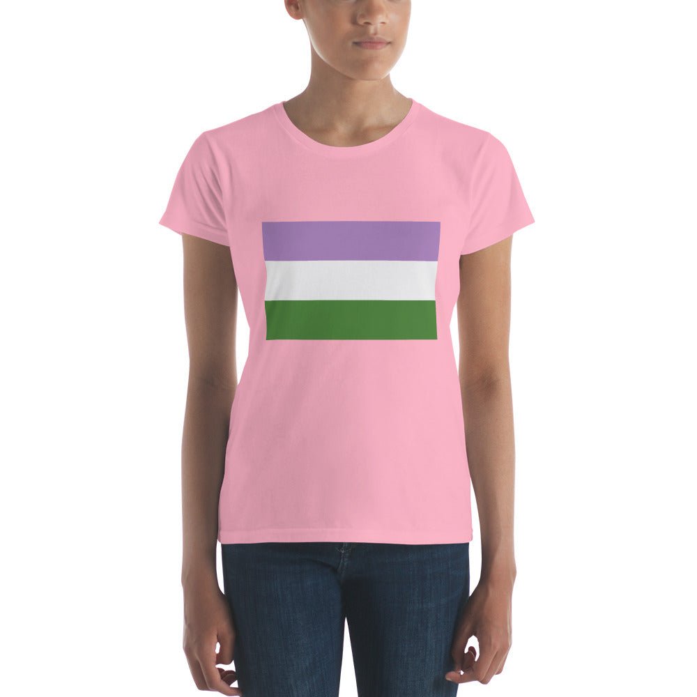 Genderqueer Pride Flag Women's T-Shirt - Charity Pink - LGBTPride.com