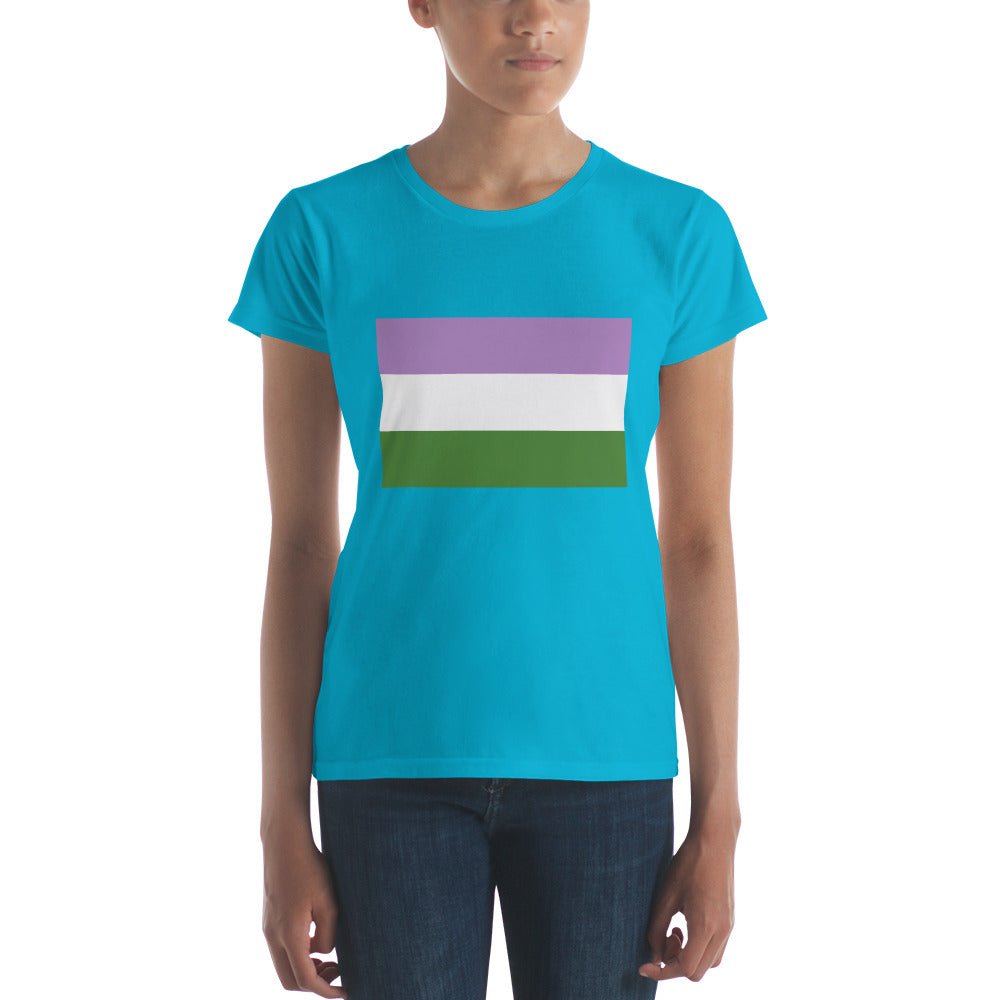 Genderqueer Pride Flag Women's T-Shirt - Caribbean Blue - LGBTPride.com