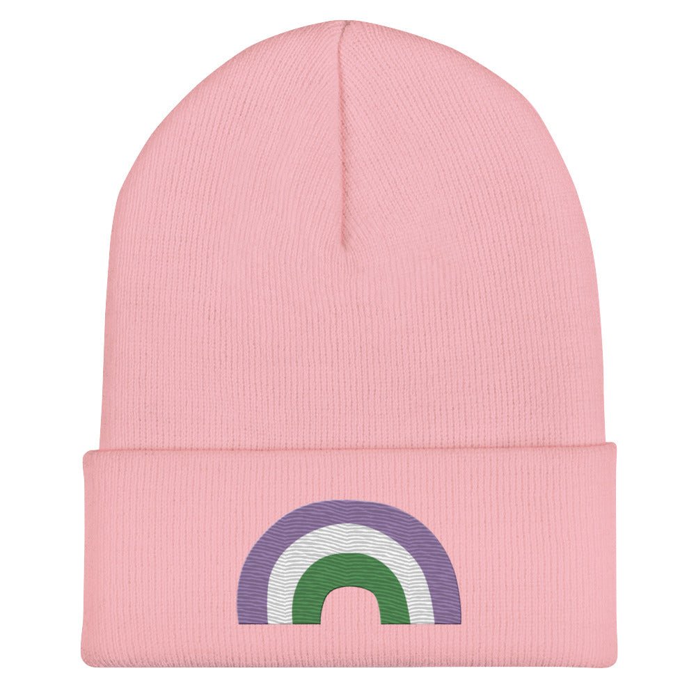 Genderqueer Pride Rainbow Cuffed Beanie - Baby Pink - LGBTPride.com